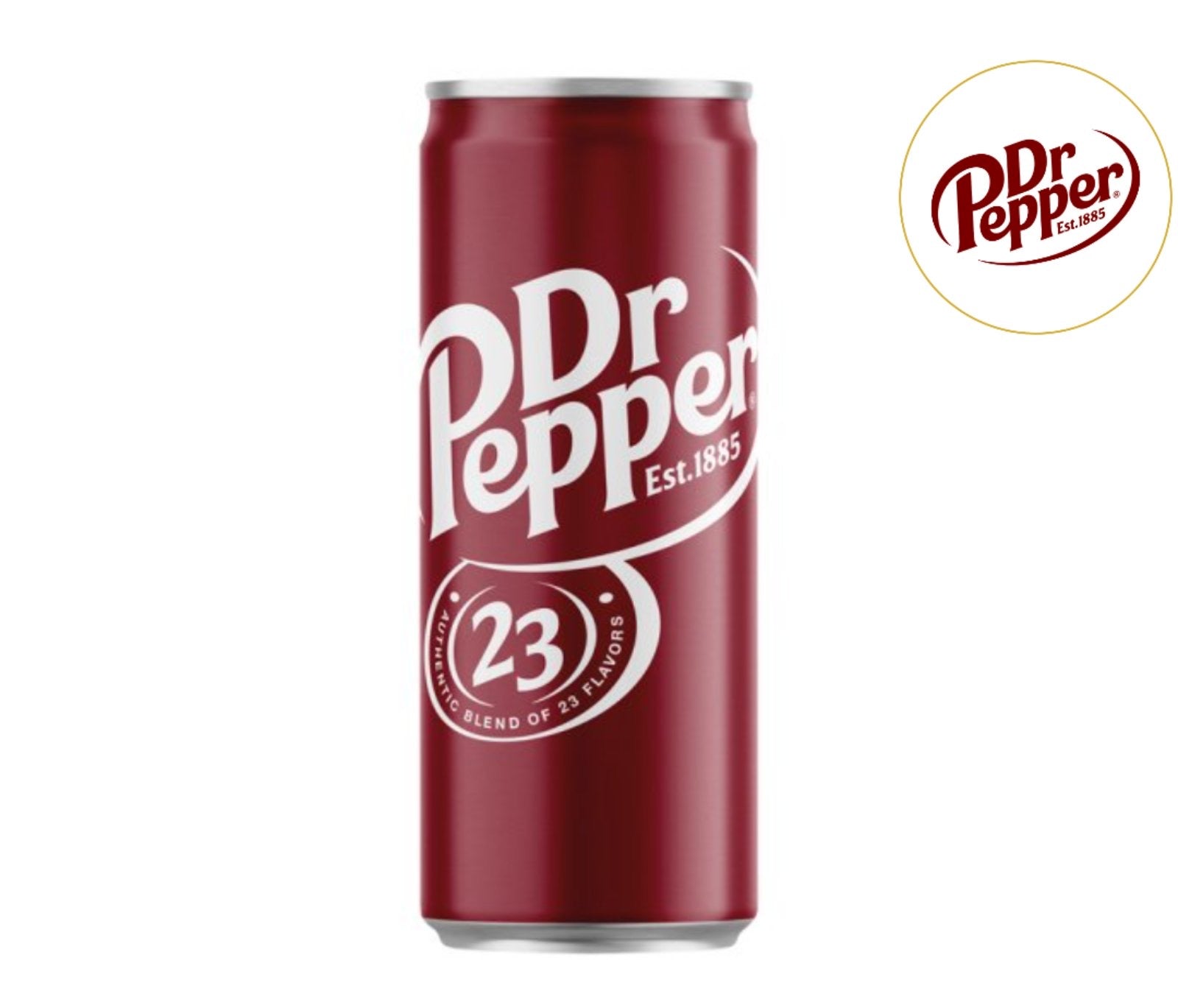 Dr Pepper can with logo on a white background