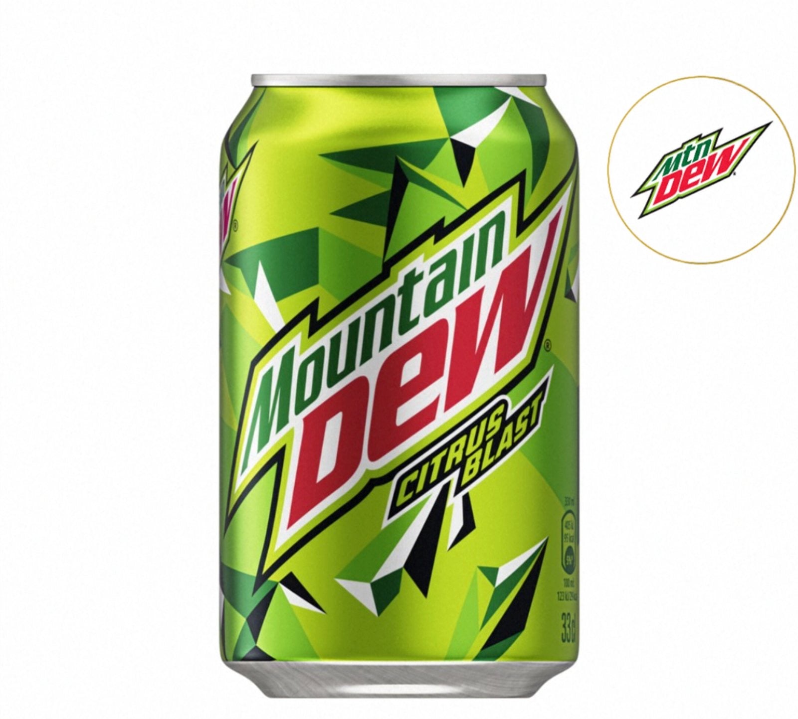 Mountain Dew Citrus Blast can on a white background
